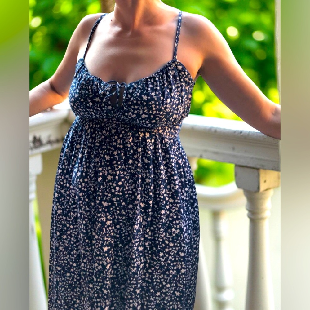 Old Navy Floral Print Smoked Midi Cami Empire Waist Sun Dress Beach Boho Sz XS
